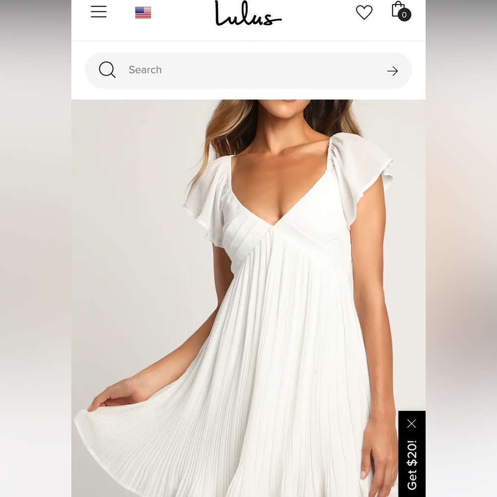 Lulu's White Pleated Dress